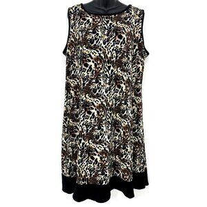 Glamour Women Dress Plus Size 20W Animal Print Sleeveless Round Neck Pullover